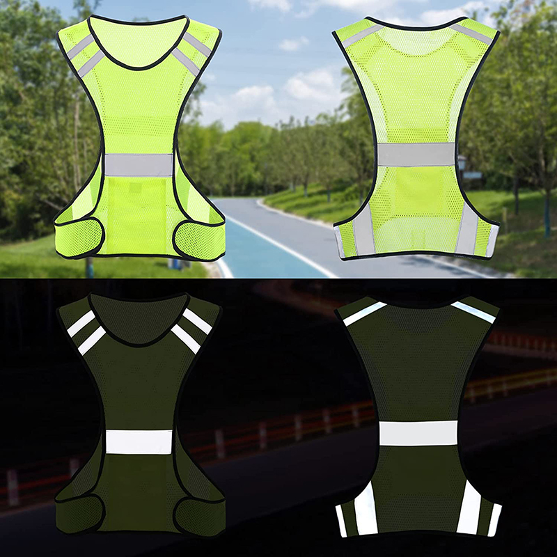 Cycling Gear Vest - Kamizelka odblaskowa z fluorescencyjnej siatki, oddychająca,