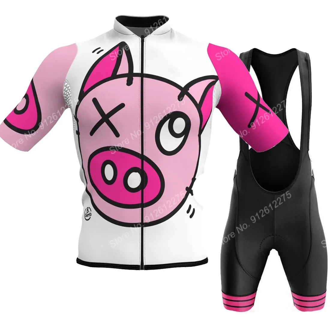 Cycling Gear Clothing - Zestaw Cartoon Comic Pig 2023 Koszulka